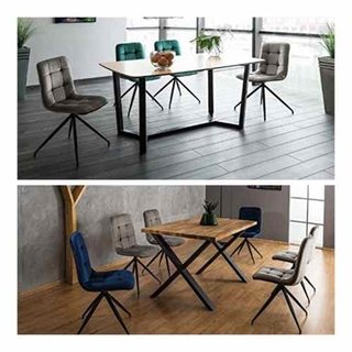Combo Mesa Industrial 150x90 + 4 Sillas Texo Tapizadas Base Metal - Alto Impacto - tienda online