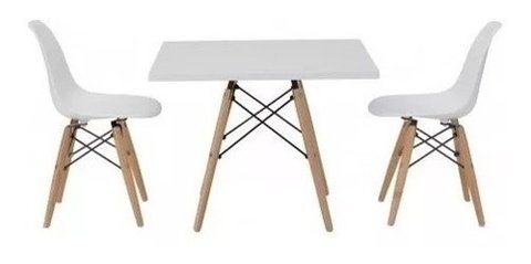 Combo Mesa Eames Cuadrada 2 Sillas Kids Niños- Alto Impacto