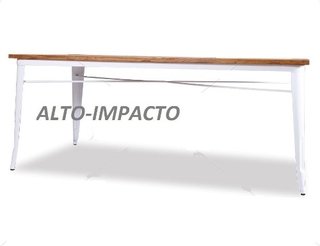 Mesa Tolix Madera + 6 Sillas Comedor Tolix Pauchard Blanca en internet