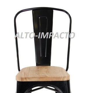 Set * 4 Banqueta Taburete Tolix Respaldo Madera Alto Impacto - comprar online