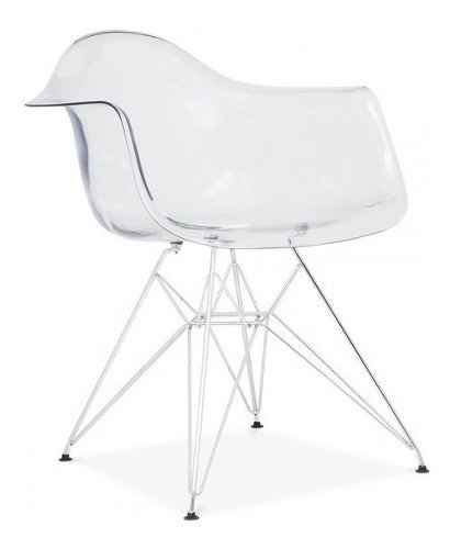 Silla Sillon Eames Dar Transparente Cromada- Alto Impacto