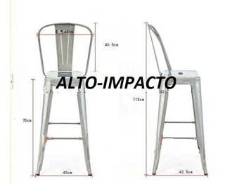 Set * 2 Banqueta Taburete Tolix Respaldo Rusty- Alto Impacto - tienda online