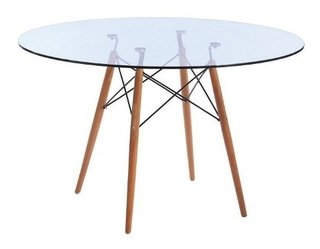 Combo Mesa Eames 100 Cm+ 4 Sillas Dsw Madera Vidrio Redonda en internet