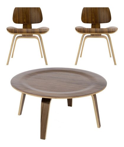Combo Sillas X2 Eames Lcw + 1 Mesa Ratona Lcw Eames Plywood