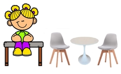 Set Mesa Tulip Kids + 2 Sillas Niños Infantil Baby Blanca 60 cm