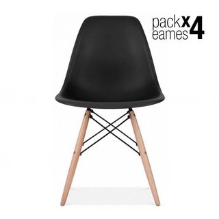 Set 4 Silla Eames Dsw Comedor Pata Madera + 12 Pagos- Alto Impacto
