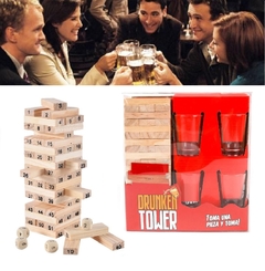 Juego Jenga + 4 vasos shot