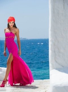 Vestido Strapless de Gasa con Lazo Bordado MILENE