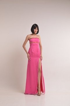 Vestido Strapless de Gasa con Lazo Bordado MILENE en internet