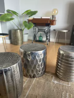 Taburete Metálico - Madera Maciza