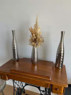 Jarrón plateado - Madera Maciza
