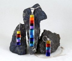 Juego de Joyería de vidrio dicroico y plata "Iris"