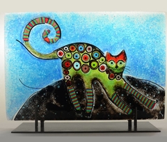 Paneles artísticos en vitrofusión "ALEBRIJES. Gato"