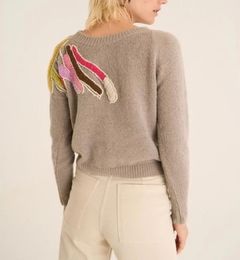 Sweater flowers bordado vison - GUIOTTO Indumentaria 