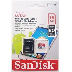 Memoria Micro Sd 16 Gb Ultra SANDISK Clase 10 80 Mbps Celular