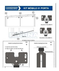 Kit Mobile Padrão 217 Rodinato 3 Portas Sem Rolamento - comprar online