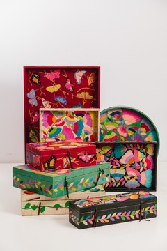 Caja de madera alargada - Salmón Tienda