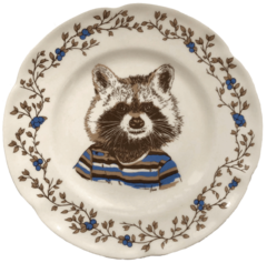 Plato de postre ilustrado MAPACHE