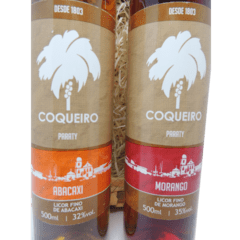 Kit Presente licor de Cachaça Coqueiro Abacaxi e Morango 500 ml na Palha  cachacaepresente.com.br - comprar online