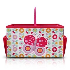 Caixa Organizadora com Compartimentos Divisórias Infantil Rosa Borboleta Jacki Design Pequeninos