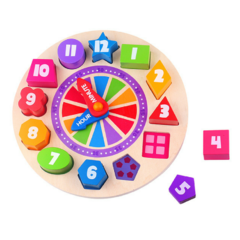 Relógio Cores e Formas em Madeira Brinquedo Educativo Clock Puzzle - Tooky Toy - comprar online