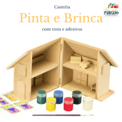 Pinta e Brinca Casinha com Mini Móveis e Adesivos - Bate Bumbo