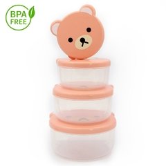 Kit 4 Potes Conjunto Urso Rose BPA Free