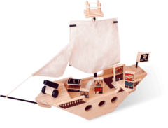 Brinquedo de Madeira Navio Pirata - Kitopeq