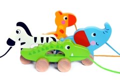 Jacaré de Puxar Brinquedo Educativo em Madeira - Tooky Toy - loja online