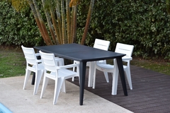 MESA LIMA 1,60 + 4 Sillas Ibiza con apoyabrazos