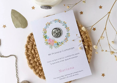 Estampita medalla Mariana - Nena comunión en internet