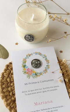 Vela mini esfera con medalla - Bola de Luces