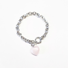 Pulsera cuarzo rosa corazón marinero