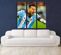 Cuadro Tríptico Messi (foto 75x30 cm por bloque) - comprar online
