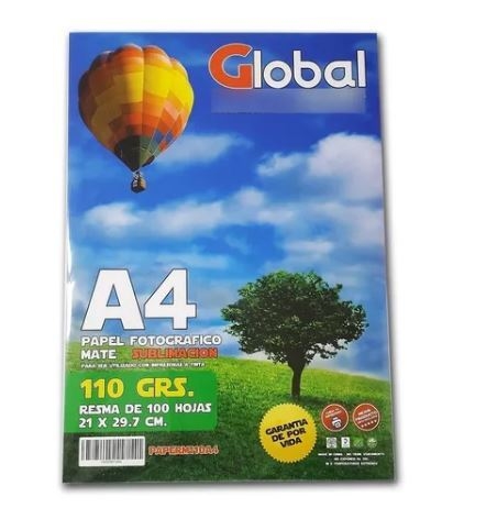 PAPEL MATE GLOBAL Sublimacion 110Grs 100 Hojas