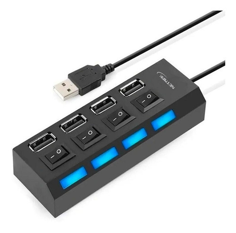 HUB USB 2.0 Netmak 4 Puertos c/interruptor NM-AC08