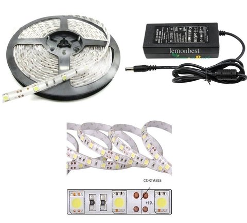 Tira LED Blanca c/fuente 5mts