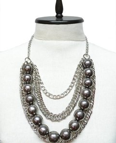 COLLAR CORTO DE CADENAS Y PERLAS MULTILINEA - comprar online