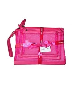 SET DE 3 PORTACOSMETICOS MESH CON MANIJA