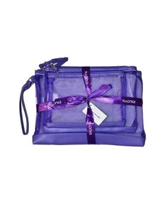SET DE 3 PORTACOSMETICOS MESH CON MANIJA - comprar online