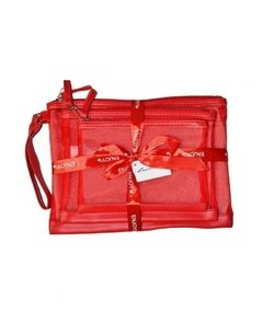 SET DE 3 PORTACOSMETICOS MESH CON MANIJA