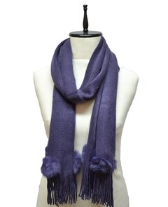 BUFANDA CON POMPON DE PIEL DE CONEJO - tienda online