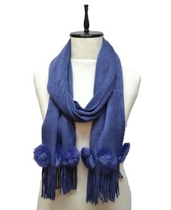 BUFANDA CON POMPON DE PIEL DE CONEJO - comprar online