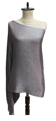 PONCHO CAMISOLA DE FIESTA TEJIDA CON FLECOS