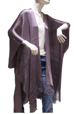 KIMONO TUNICA TEJIDA CON FLECOS - comprar online
