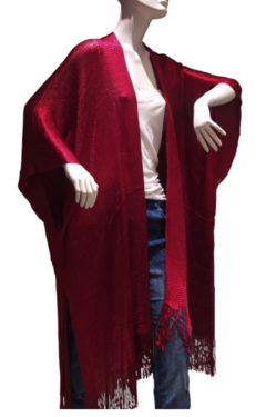 KIMONO TUNICA TEJIDA CON FLECOS