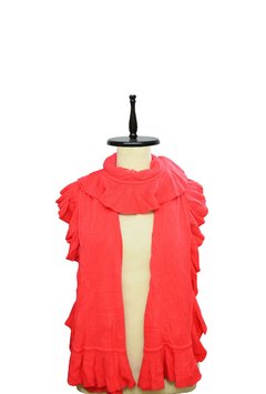 BUFANDA TEJIDA LISA CON BORDES DE VOLADOS - comprar online