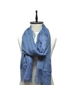 PASHMINA LISA CON BORDE DE ENCAJE - tienda online