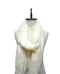 PASHMINA LISA CON BORDE DE ENCAJE - tienda online