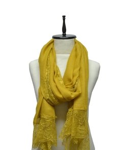 PASHMINA LISA CON BORDE DE ENCAJE